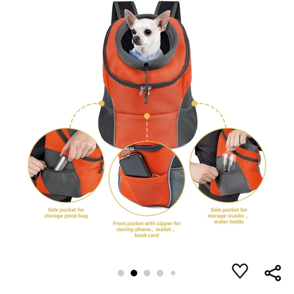 Pet Carrier Backpack with Storage Pockets Small Dog Front Backpack Adjustable - Picture 2 of 6